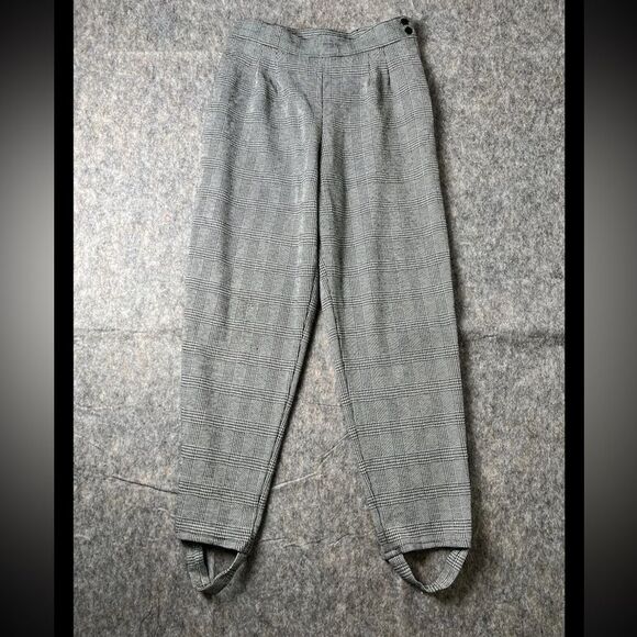Vintage Norton McNaughton 90s Stirrup Pants Women’s Size 12 Pleated Check - Picture 1 of 9